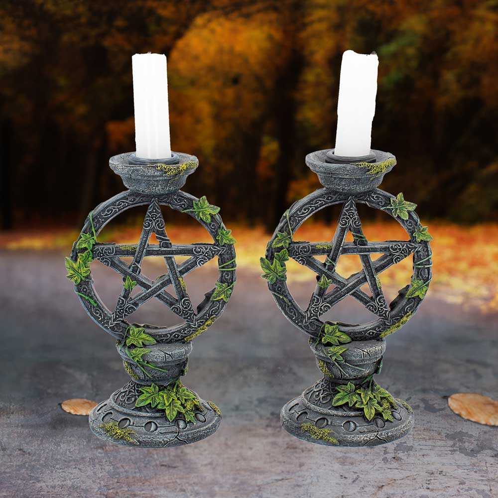 Wiccan Pentagram Candlesticks (Set of 2)