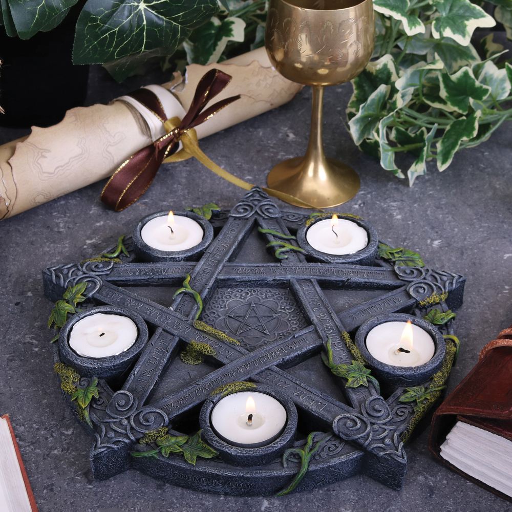 Wiccan Pentagram Tea light Holder