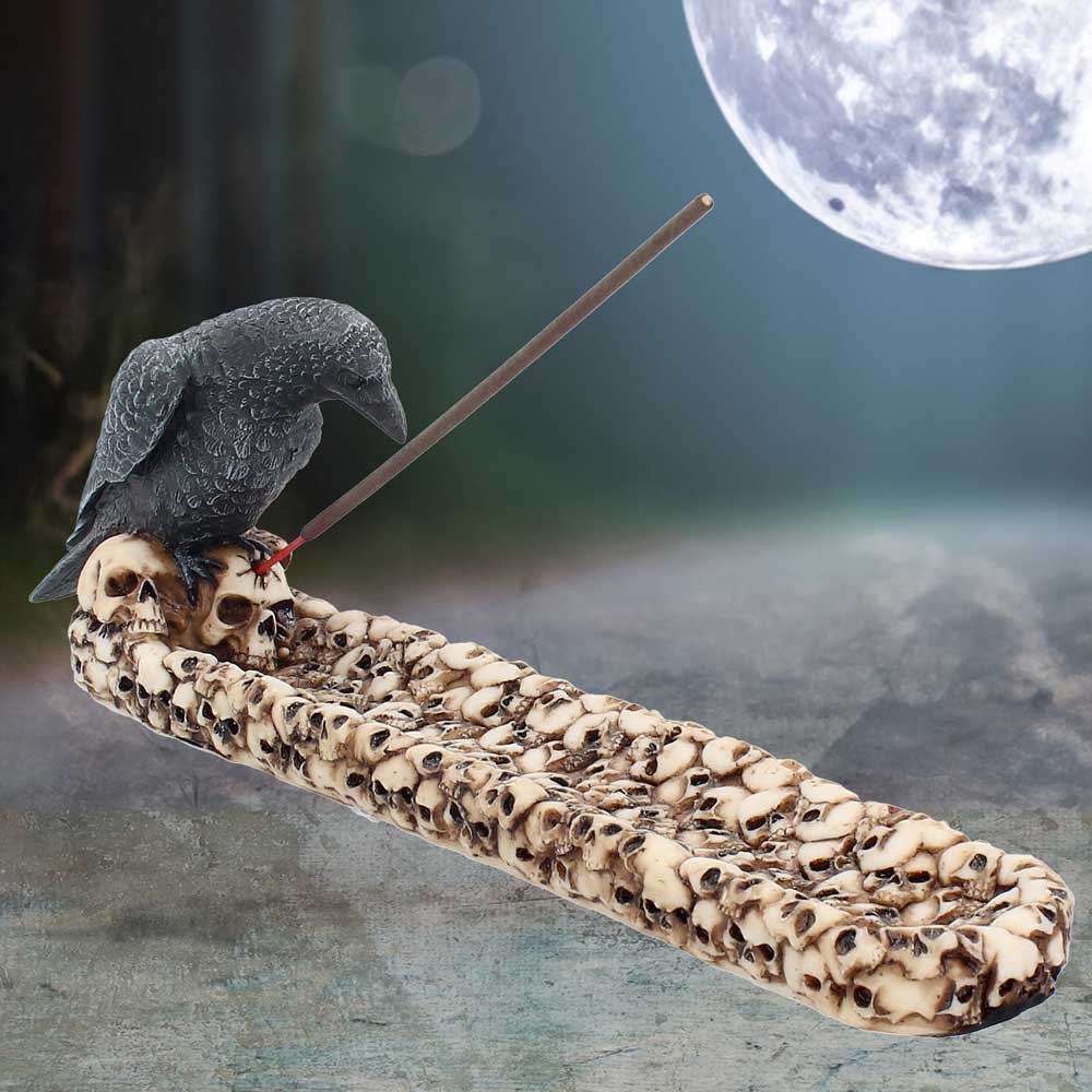 Raven Skull Incense Holder